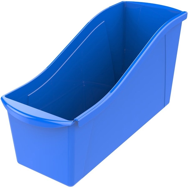 Interlocking Storage Bin, Plastic, Blue, 7 in H, 5.3 in W, 14.3 in L, 6 PK